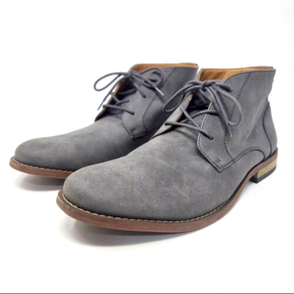 HAWKER RYE Mens Grey Chukka Lace Up Winter Suede Boots